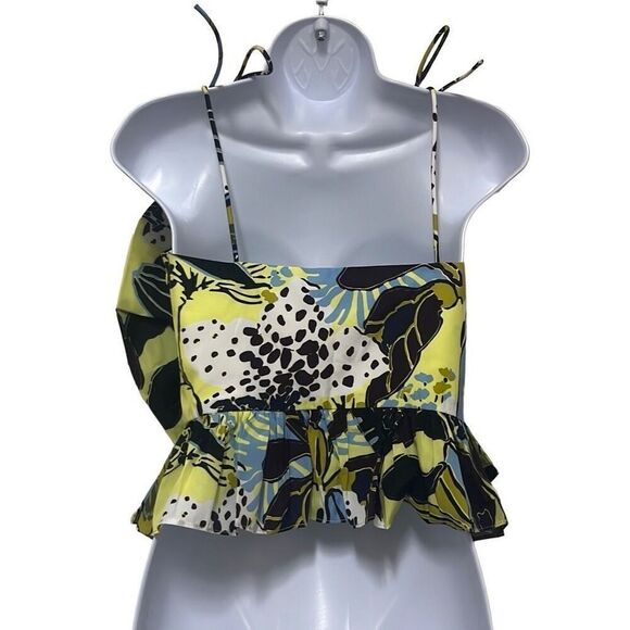 Tanya Taylor Claudette Asymmetrical Ruffle Peplum Top Sz 8 Zesty Multi NWT $395 - Picture 3 of 13